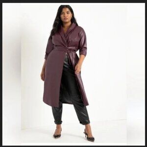 Shawl Collar Vegan Leather Dress Eloquii #12474520410020 color: Wine Tasting